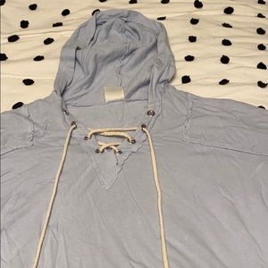 baby blue lace up sweatshirt